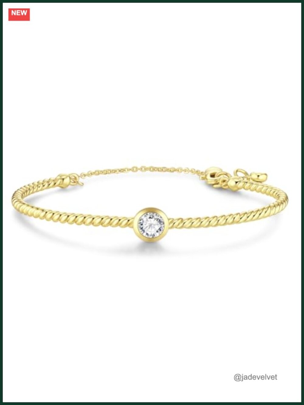 Two-tone 18K Gold Plated Adjustable Minimalist Bangle Bracelet